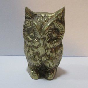 vintage brass owl figure nature cabin decor Halloween paper weight